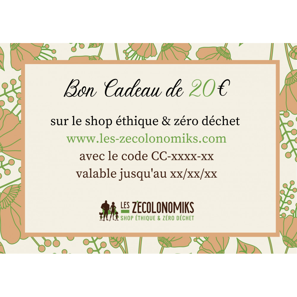 Chèque cadeau shop éthique & zéro déchet Les Z'écolonomiks