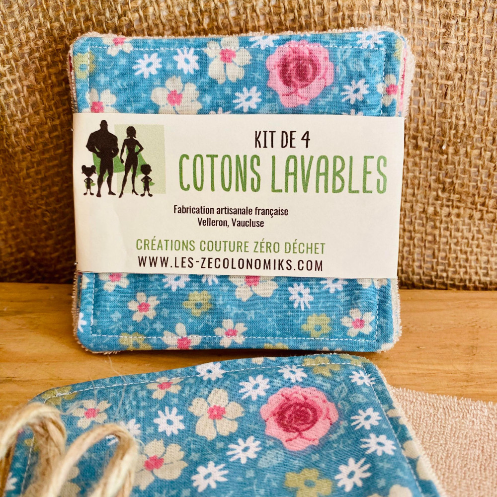 Lot de 12 Lingettes lavables zéro déchet en coton BIO - Style